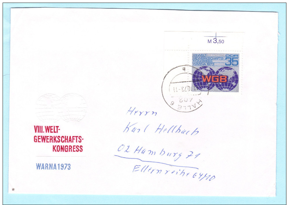 DDR GDR RDA FDC Brief Cover Lettre 1885 (Eckrand) WGB Weltgewerkschaft Kongreß  (31838) - Sonstige & Ohne Zuordnung