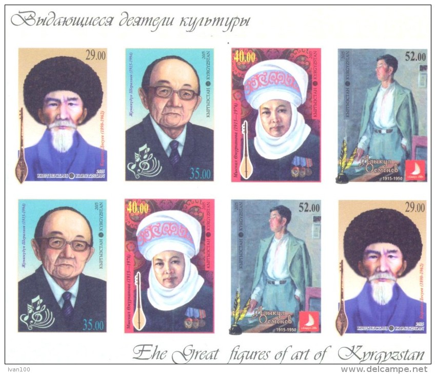 2015. Kyrgyzstan, National Musical Instruments,The Great Figures Of Art, Sheetlet IMPERFORATED, Mint/** - Kirghizistan