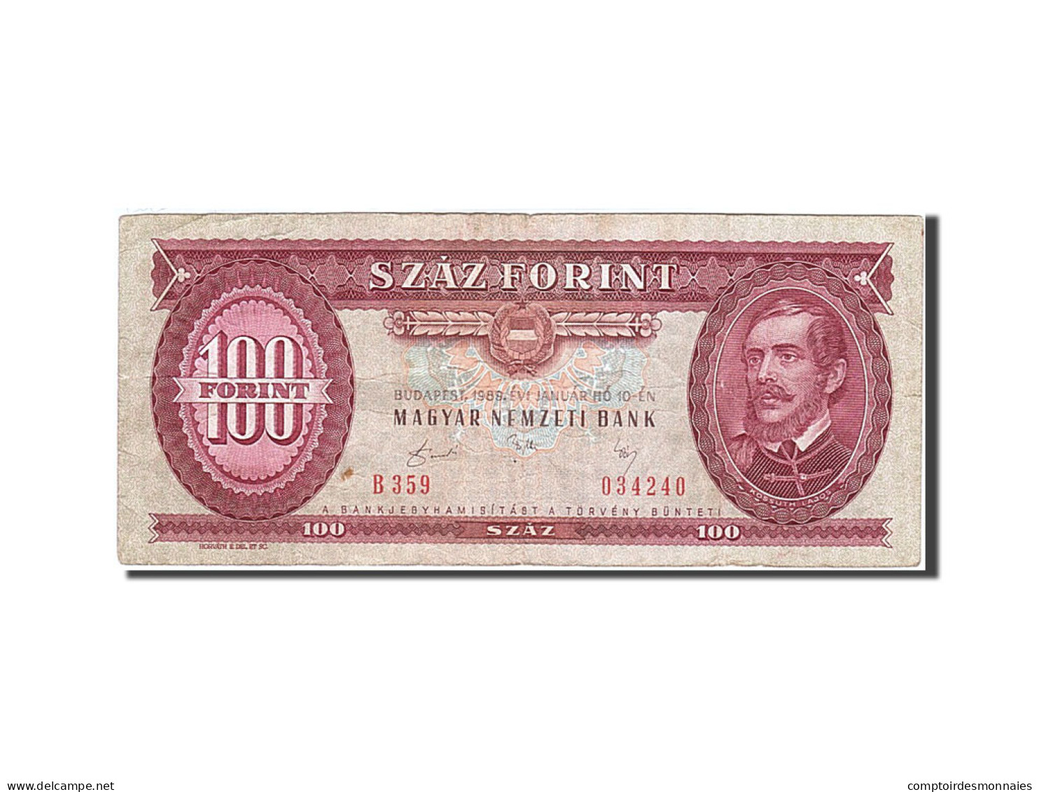 Billet, Hongrie, 100 Forint, 1989, 1989-01-30, TB+ - Ungheria