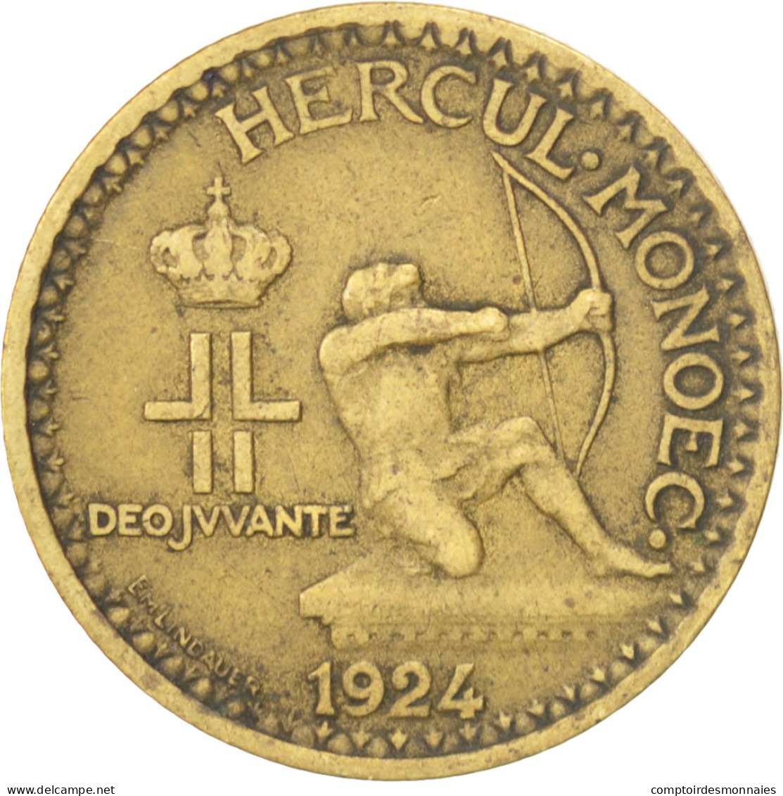 Monnaie, Monaco, Louis II, Franc, 1924, Poissy, TTB, Aluminum-Bronze, KM:111 - 1922-1949 Louis II