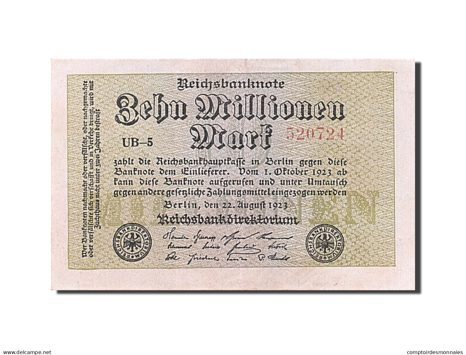 Billet, Allemagne, 10 Millionen Mark, 1923, 1923-08-22, SPL - 10 Millionen Mark