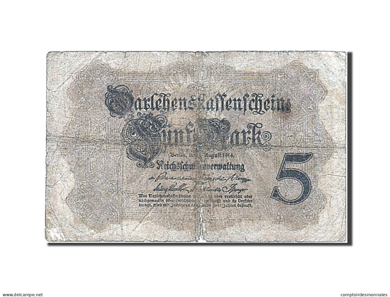 Billet, Allemagne, 5 Mark, 1914, 1914-08-05, B - 5 Mark