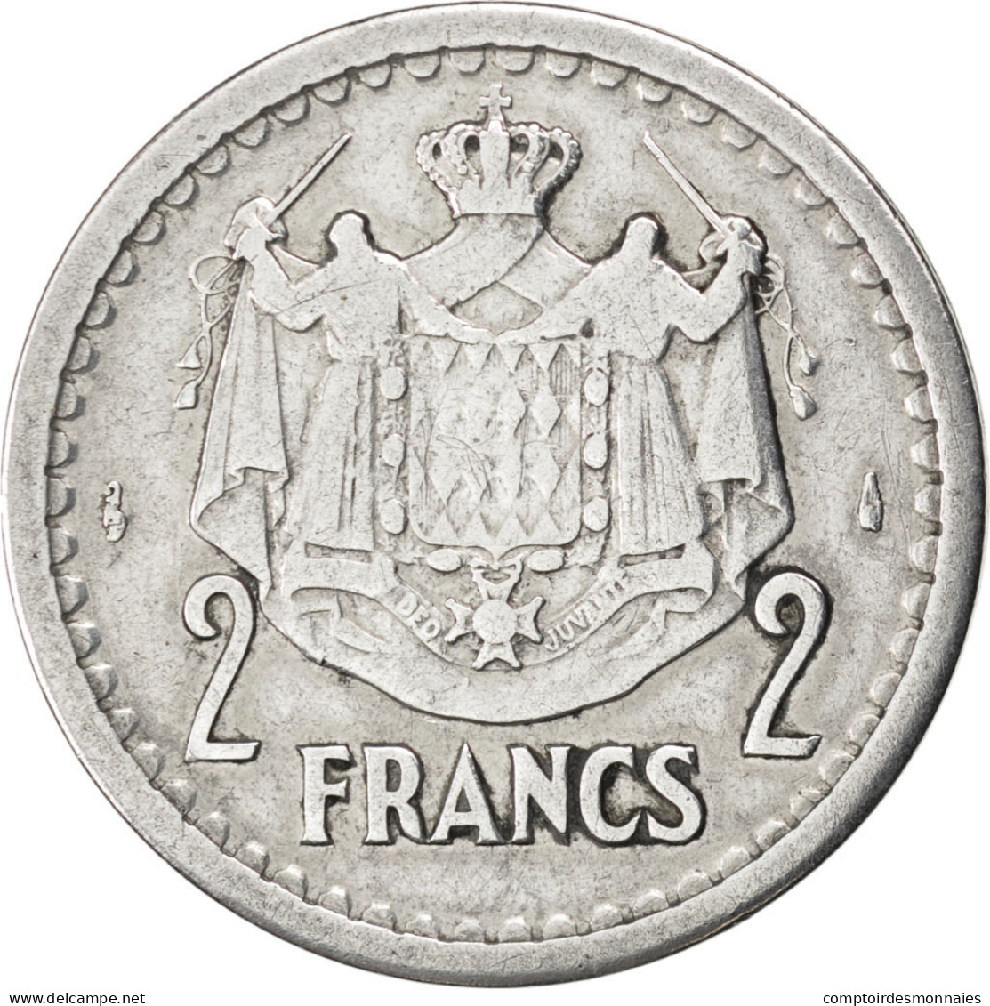 Monnaie, Monaco, Louis II, 2 Francs, 1943, TB, Aluminium, KM:121, Gadoury:133 - 1922-1949 Louis II.