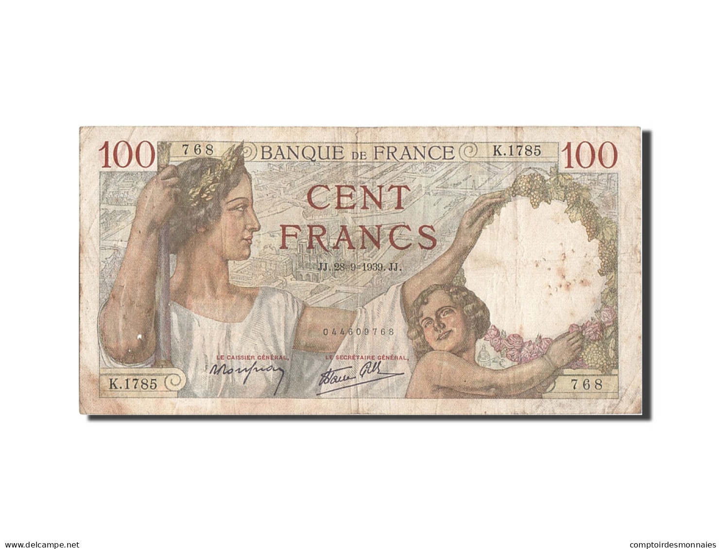 Billet, France, 100 Francs, 100 F 1939-1942 ''Sully'', 1939, 1939-09-28, TB - 100 F 1939-1942 ''Sully''