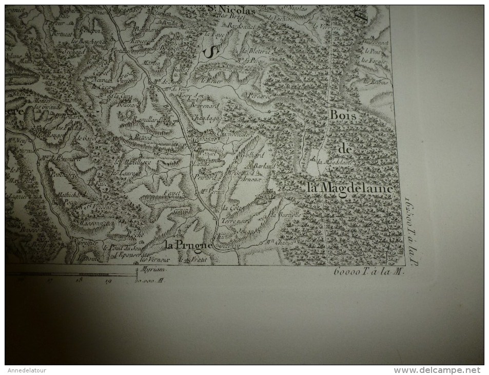 1757  ?  Carte Géographique région inscrite dans le polygone de: Murat,Meillard,Artonne,Aigueperse,St-Cyr,Jalligny,etc