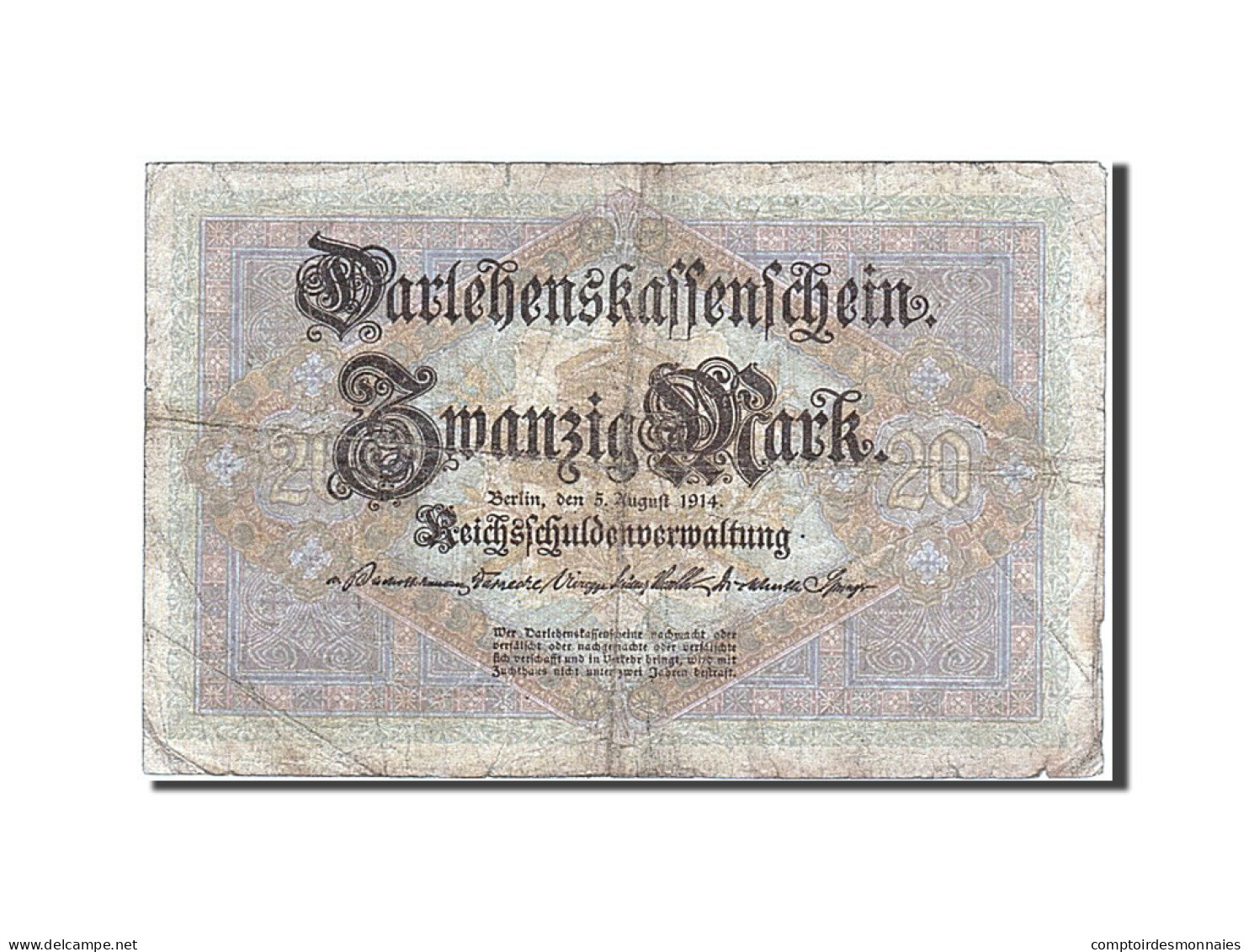 Billet, Allemagne, 20 Mark, 1914, 1914-08-08, TB - 20 Mark