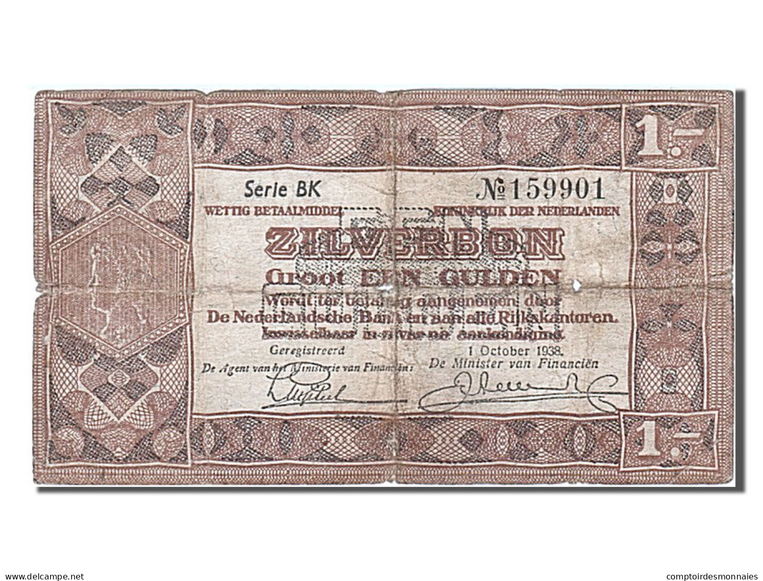 Billet, Pays-Bas, 1 Gulden, 1938, 1938-10-01, TB - 1 Gulden