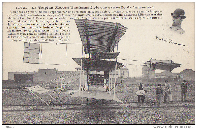 Aviation - Précurseur - Triplan Sur Rails De Lancement - Curiosité - ....-1914: Précurseurs