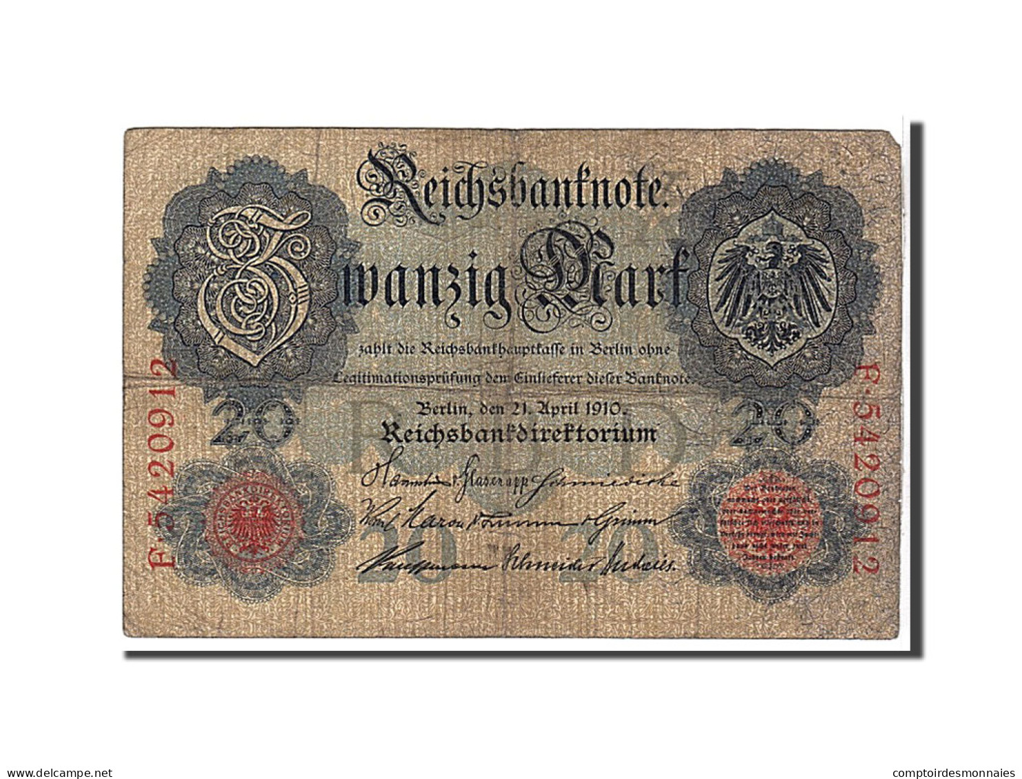 Billet, Allemagne, 20 Mark, 1910, TB - 20 Mark