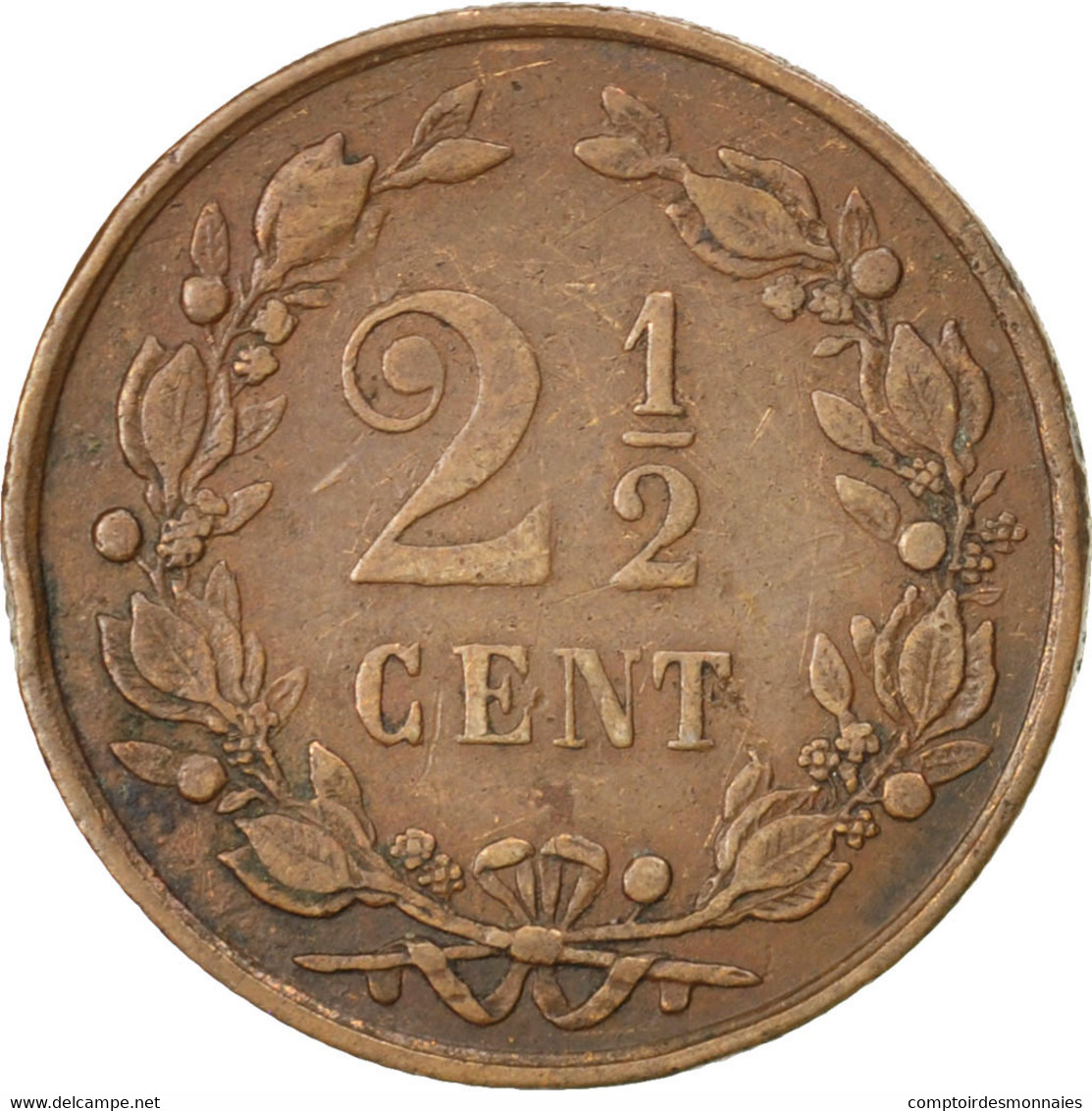 Monnaie, Pays-Bas, William III, 2-1/2 Cent, 1884, TB+, Bronze, KM:108.1 - 1849-1890 : Willem III