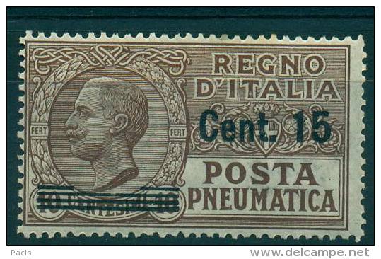 REGNO 1924-25 POSTA PNEUMATICA EFFIGIE 15 C. SU 10  BRUNO MNH** - Pneumatic Mail