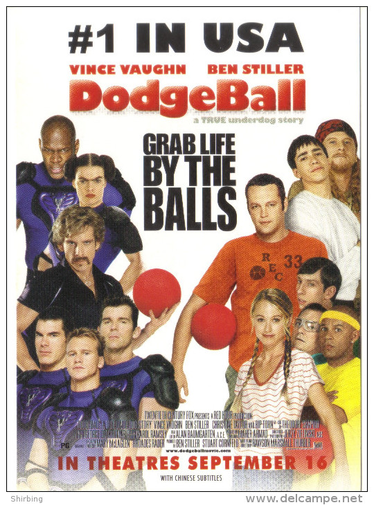 15H : Hollywood Movie Cinema Poster Postcard "dodgeball Grab Life By The Balls" No2 - Posters On Cards