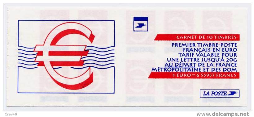 Carnet Neuf ** N° 3215-C1(Yvert) France 1999 - Timbre En Euro, Avec Numéro De Nappe - Modernes : 1959-...