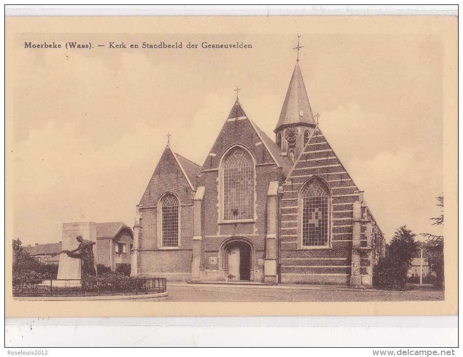 MOERBEKE-WAAS : Kerk En Standbeeld Der Gesneuvelden - Mörbeke-Waas