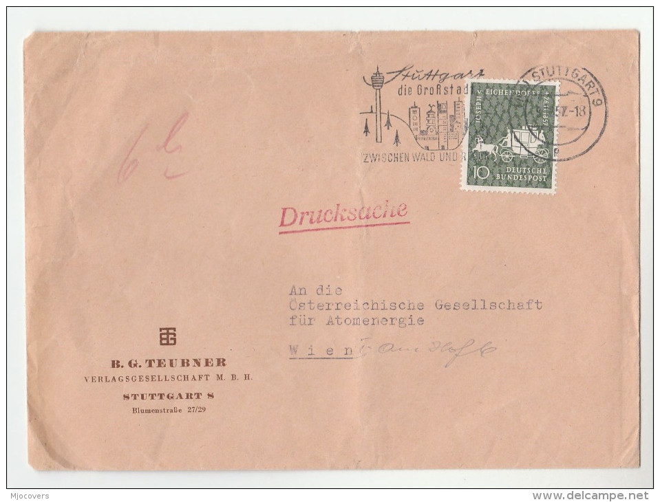 1957 GERMANY Stamps COVER SLOGAN Pmk Illus STUTTAGRT TELECOM TOWER For RADIO TV  Broadcasting Television - Telecom