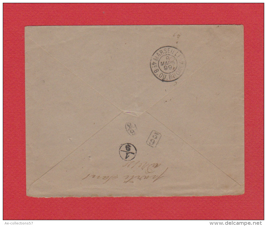 Enveloppe Retour à L'envoyeur  // Pour Marseille  //  9 Mars 1899  // - 1877-1920: Période Semi Moderne