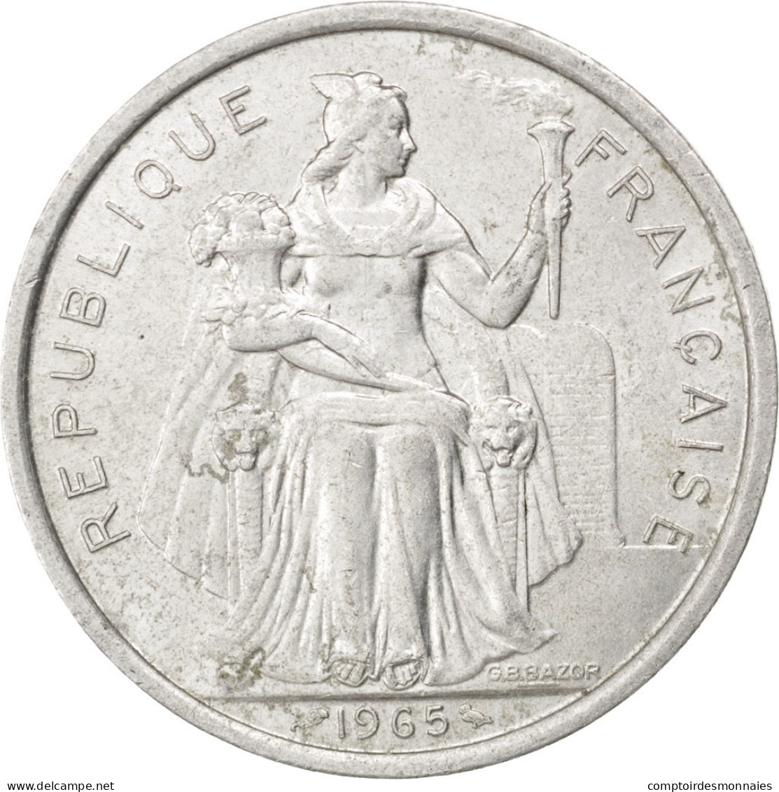 Monnaie, French Polynesia, 5 Francs, 1965, TTB, Aluminium, KM:4, Lecompte:47 - Frans-Polynesië