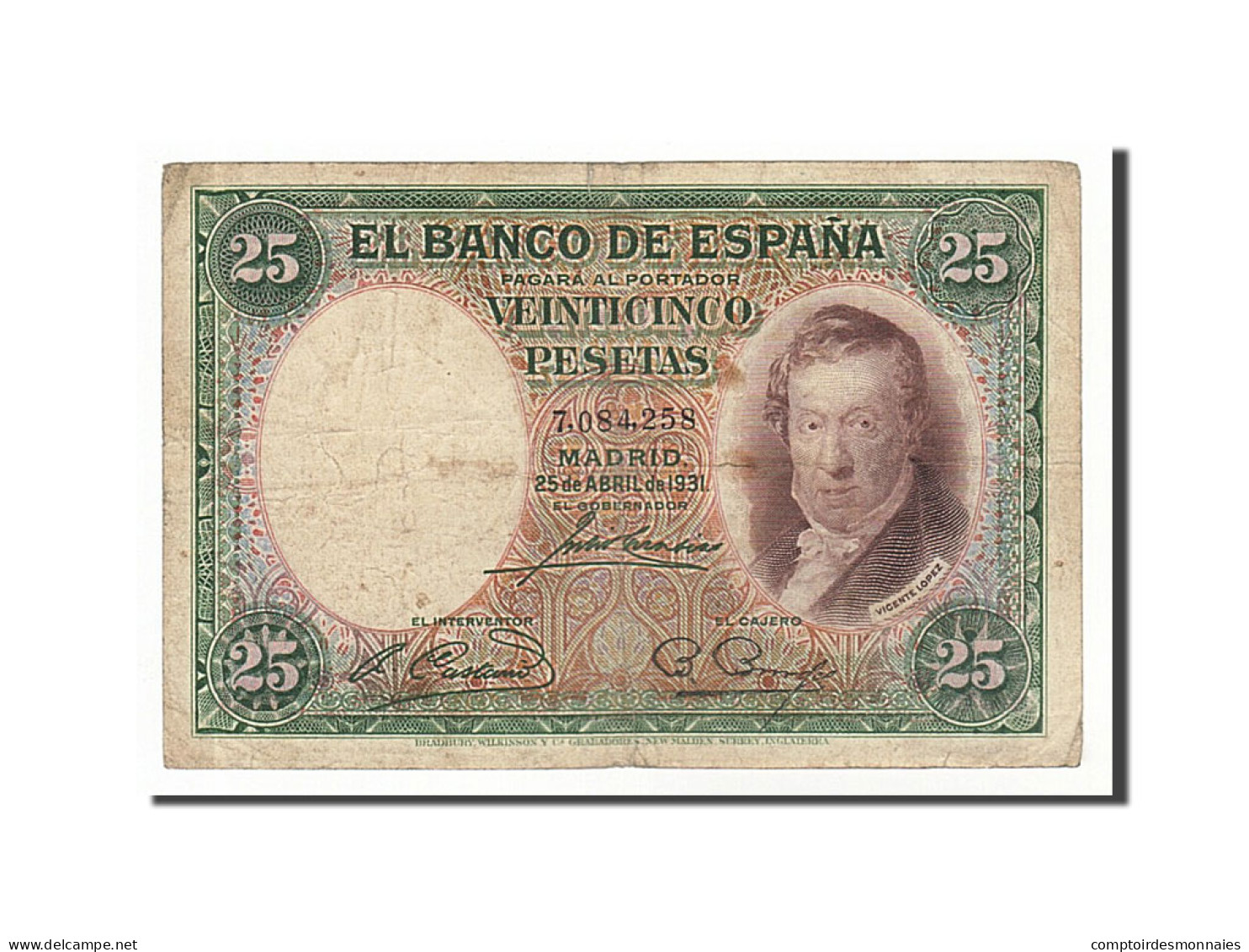 Billet, Espagne, 25 Pesetas, 1931, 1931-04-25, TB+ - 1-2-5-25 Peseten