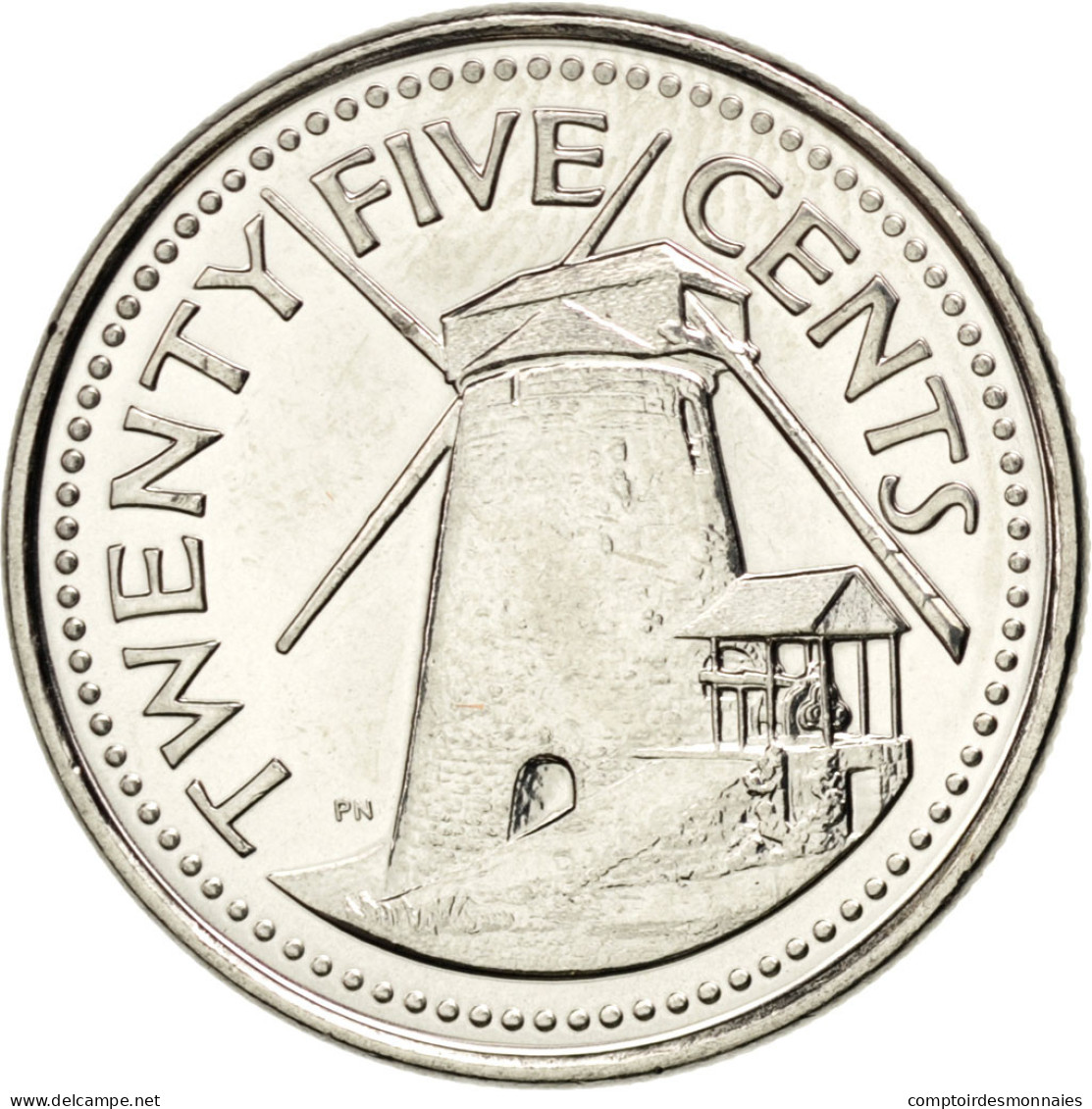 Monnaie, Barbados, 25 Cents, 2008, SPL, Nickel Plated Steel, KM:13a - Barbados (Barbuda)