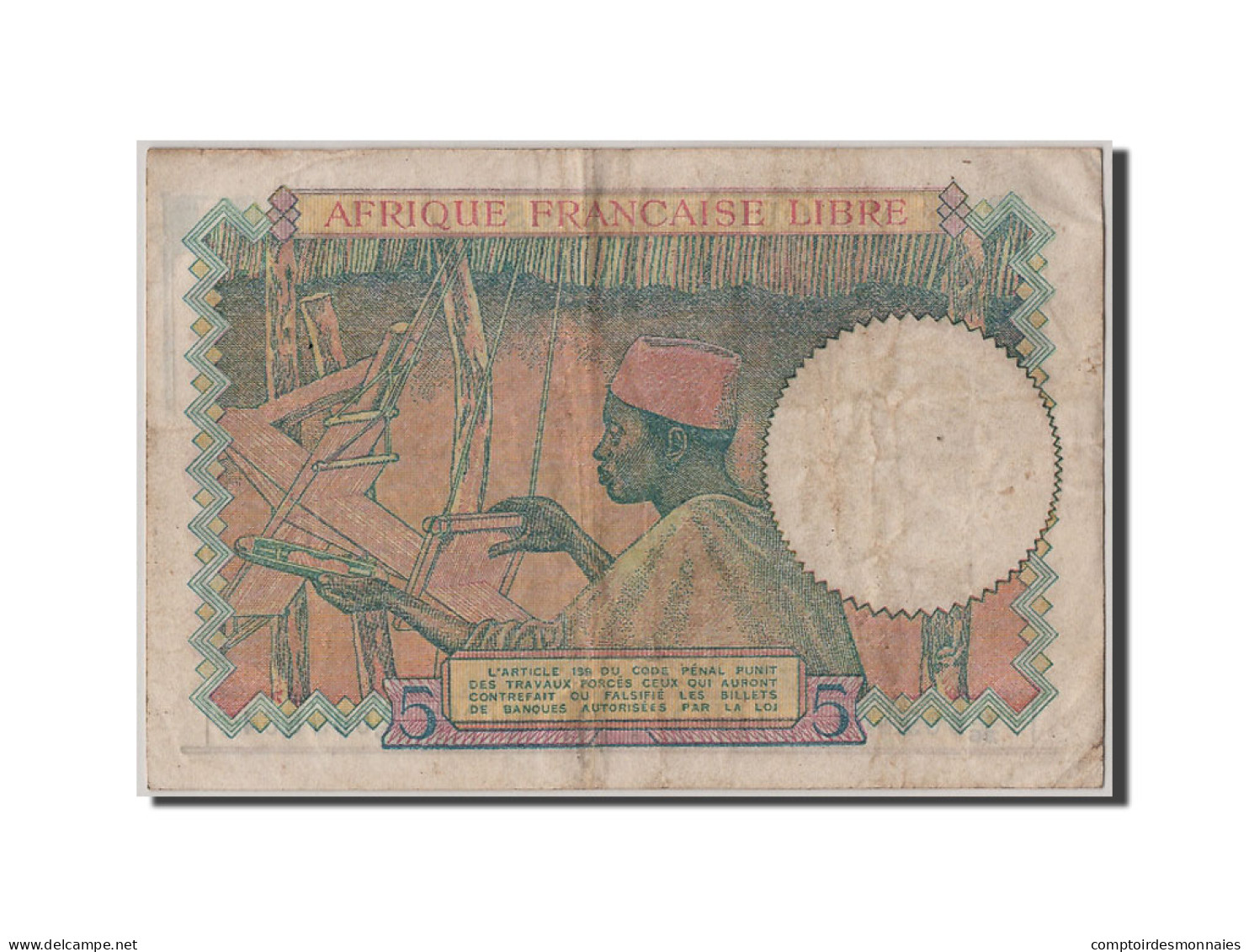 Billet, Afrique-Équatoriale Française, 5 Francs, TTB - Otros – Africa