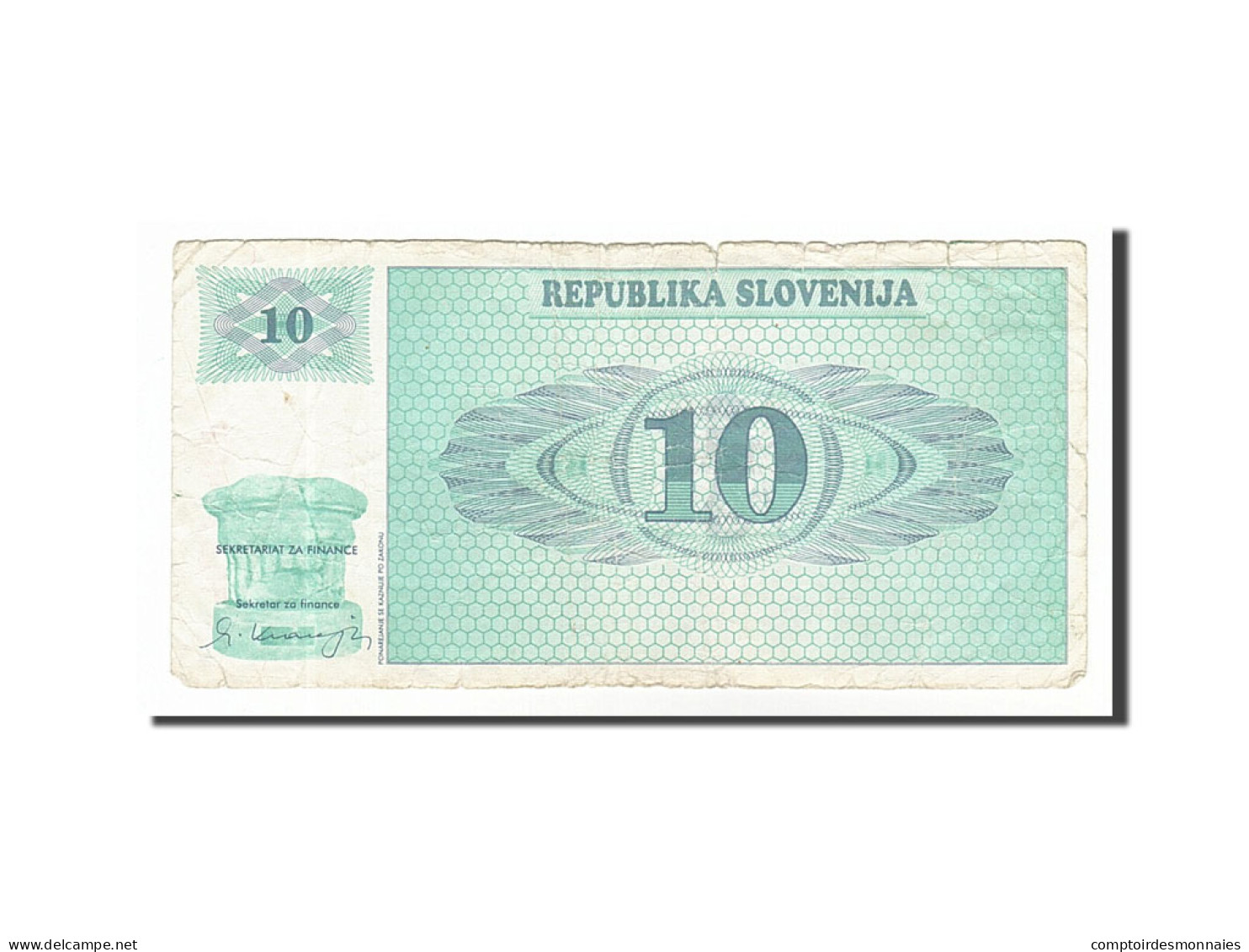 Billet, Slovénie, 10 (Tolarjev), 1990, B - Slovénie