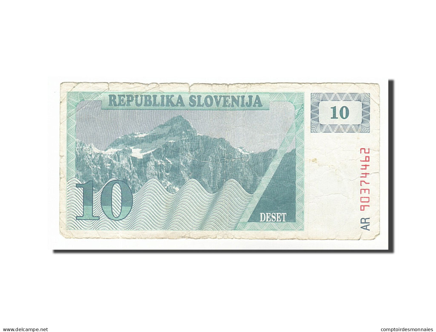 Billet, Slovénie, 10 (Tolarjev), 1990, B - Slowenien