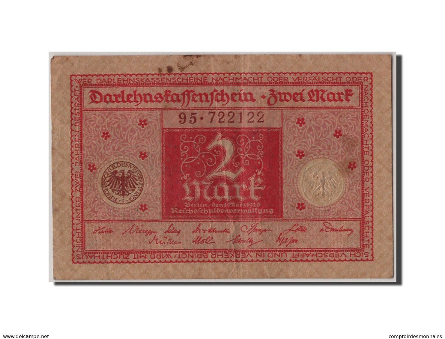 Billet, Allemagne, 2 Mark, 1920, 1920-03-01, TTB - Reichsschuldenverwaltung