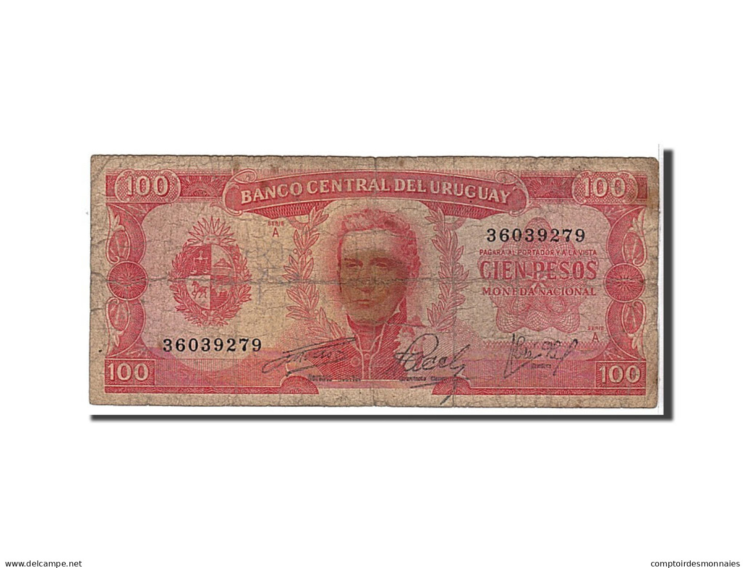 Billet, Uruguay, 100 Pesos, 1967, KM:47a, B - Uruguay