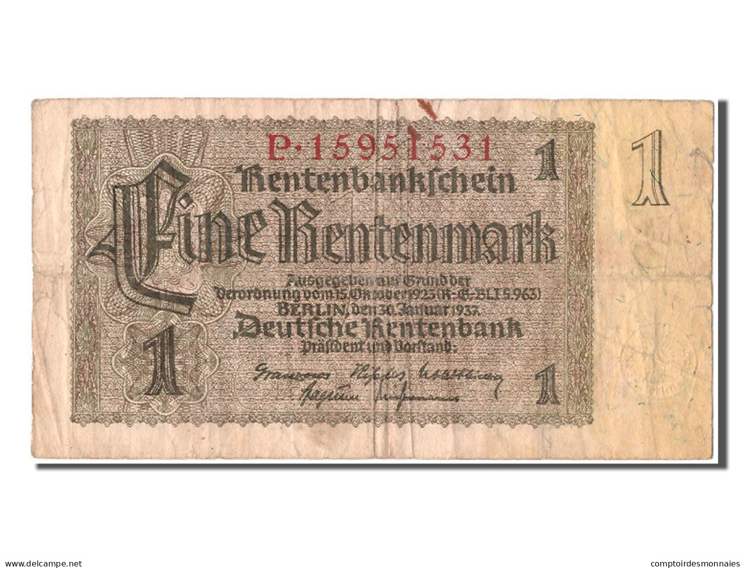 Billet, Allemagne, 1 Rentenmark, 1937, 1937-01-30, TB - 1 Rentenmark