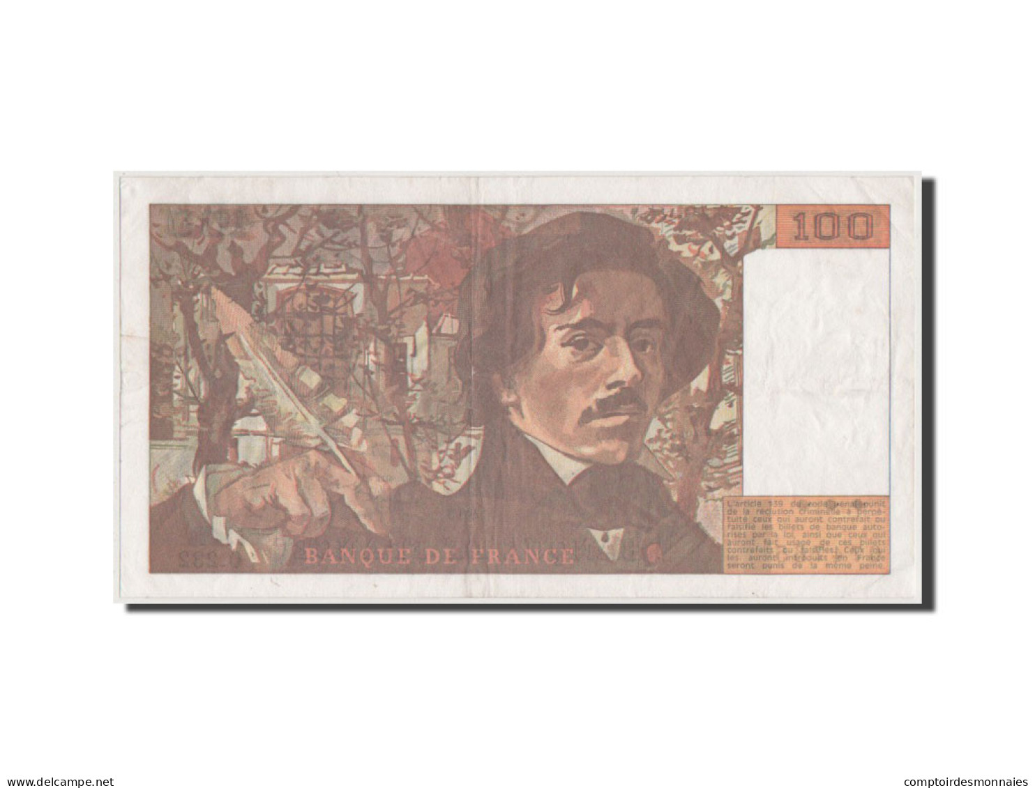 Billet, France, 100 Francs, 100 F 1978-1995 ''Delacroix'', 1993, TTB, Fayette:69 - 100 F 1978-1995 ''Delacroix''