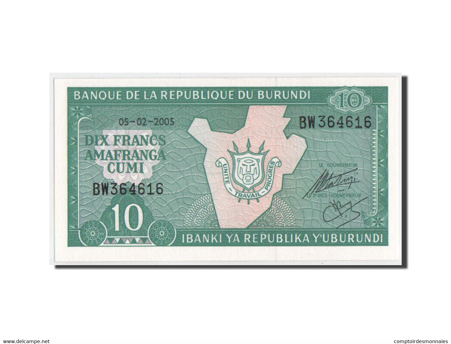 Billet, Burundi, 10 Francs, 2005, SPL+ - Burundi