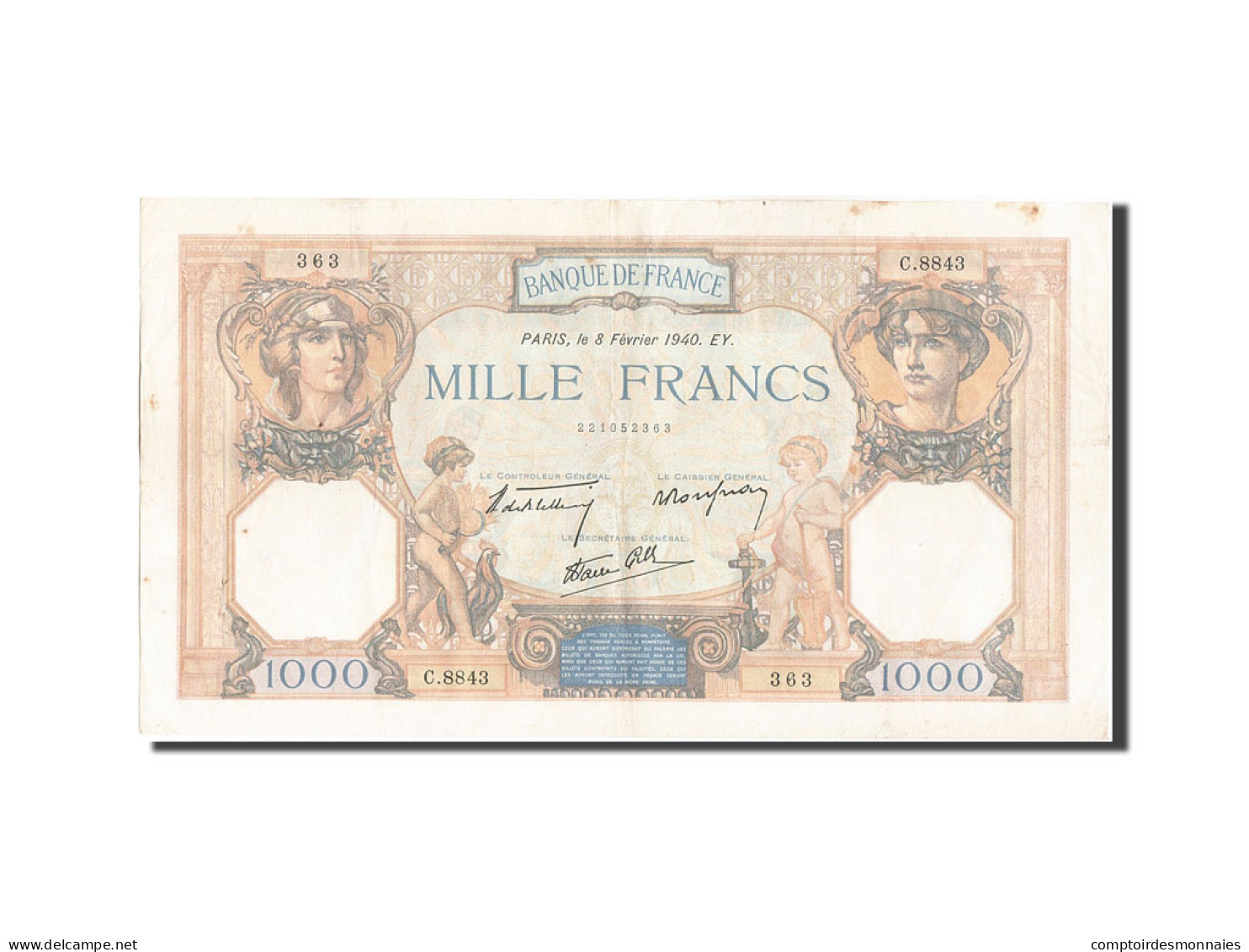 Billet, France, 1000 Francs, 1 000 F 1927-1940 ''Cérès Et Mercure'', 1940 - 1 000 F 1927-1940 ''Cérès Et Mercure''