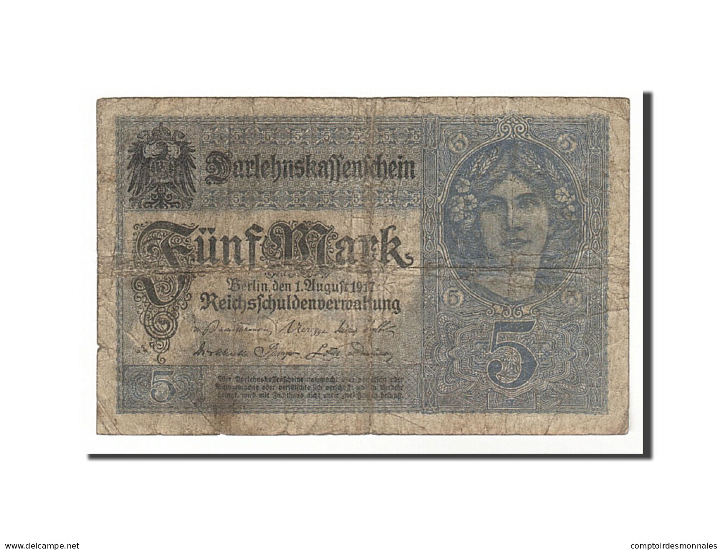 Billet, Allemagne, 5 Mark, 1917, 1917-08-01, B+ - 5 Mark