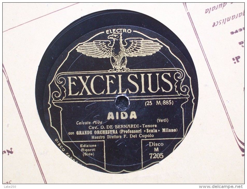 EXCELSIUS  - AIDA / IDEALE -  O.DE BERNARDI Con GRANDE  ORCHESTRA  SINFONICA DELLA SCALA DI MILANO - 78 Rpm - Gramophone Records