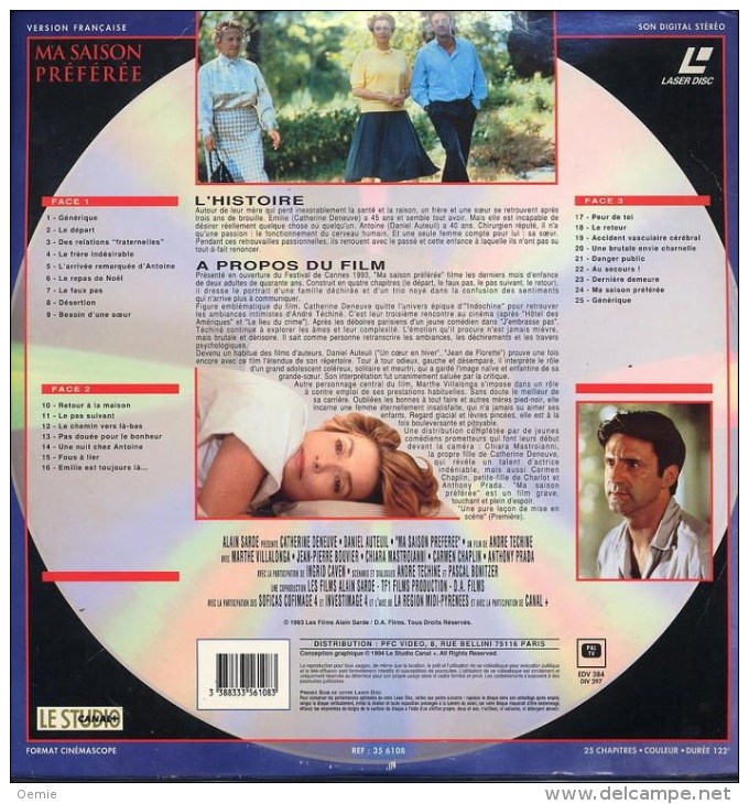 LASERDISC  CDV   °°° MA SAISON PREFEREE   °°°°°  CATHERINE DENEUVE ET DANIEL AUTEUIL - Otros