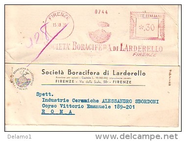 Affrancature Meccaniche \" Le Rosse \"Società Boracifera Di Larderello - Firenze 15 10 1936-- Era Fascista -- - Franking Machines (EMA)