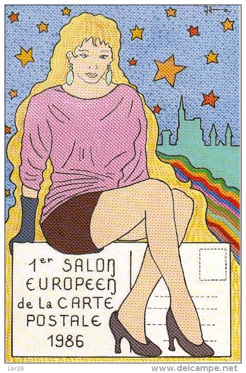 CPM 1er Salon Européen Strasbourg 1986 Femme Blonde Carte D'invitation P HAMM Tirage Limité 500 Ex , Exemplaire N° 361 - Hamm