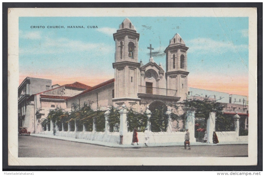 POS-40 CUBA. HABANA. HAVANA. IGLESIA DEL CRISTO. JESUS OLD CHURCH. POSTCARD TO ENGLAND. 1939. - Neufs