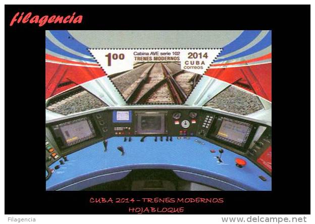 AMERICA. CUBA MINT. 2014 TRENES MODERNOS. HOJA BLOQUE - Ungebraucht