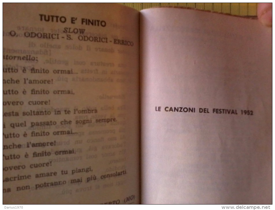 Libretto Delle Canzoni Del Festival Di San Remo - 3° Festival - 1953. B.B. - Altri & Non Classificati