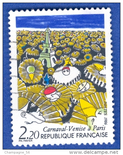 1986  N°  2395  TOUR EIFFEL ET MASQUES  OBLITÉRÉ - Used Stamps