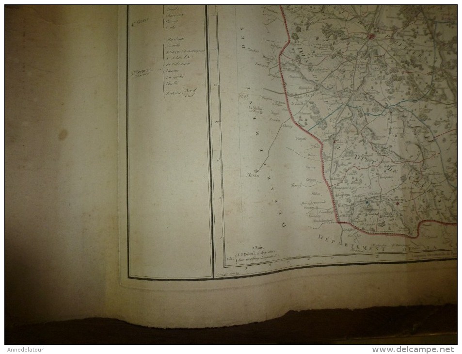 1818 Carte Département VIENNE Décrété1790 En 5 Arr. Et 31 Cantons,corrigé 1818 (Atlas National De France) - Cartes Géographiques