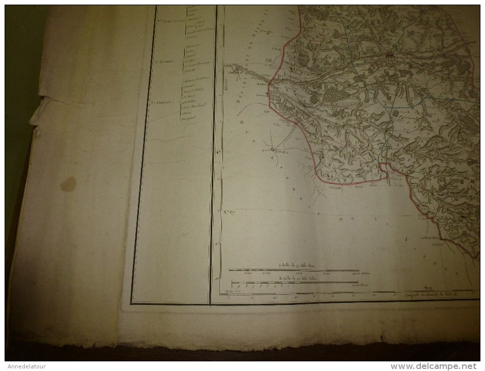 1818 Carte Département INDRE Et LOIRE Décrété1790 En 3 Arr. Et 23 Cantons,corrigé 1818 (Tours,Loches,Chinon) - Cartes Géographiques