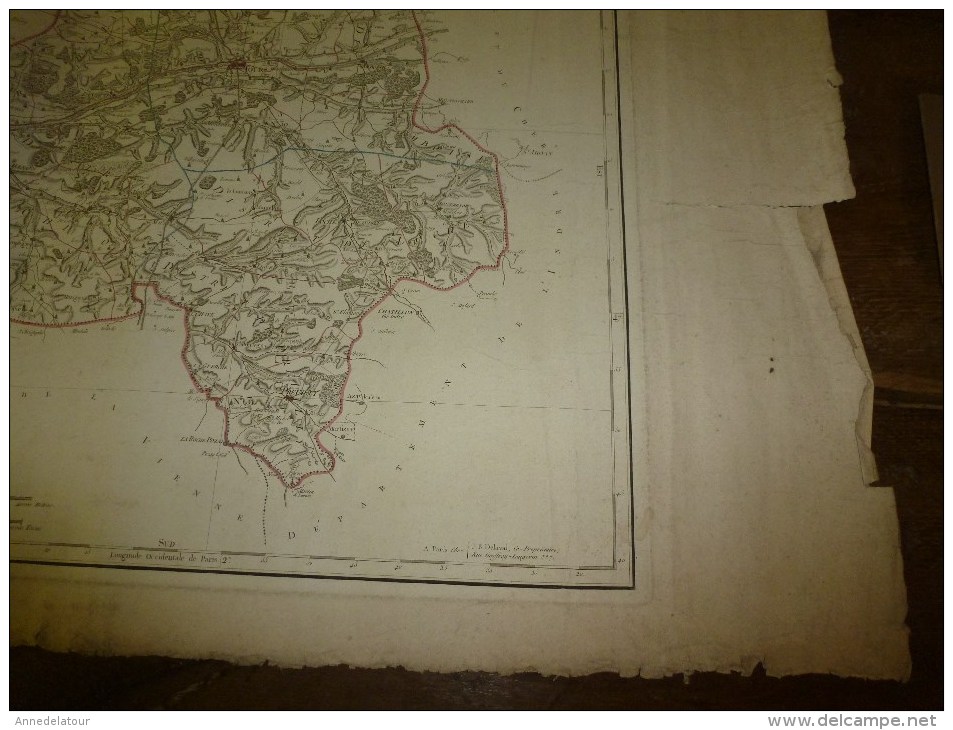 1818 Carte Département INDRE Et LOIRE Décrété1790 En 3 Arr. Et 23 Cantons,corrigé 1818 (Tours,Loches,Chinon) - Cartes Géographiques