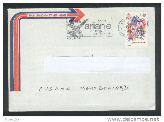 Lettre De La Guyane Kourou Pour La France - Flamme Ariane  31 05 80 - Guyane (1966-...)