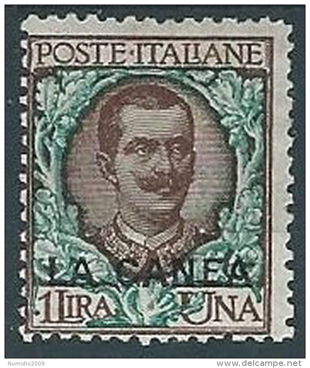 1905 LEVANTE LA CANEA FLOREALE 1 LIRA MH * - W014 - La Canea