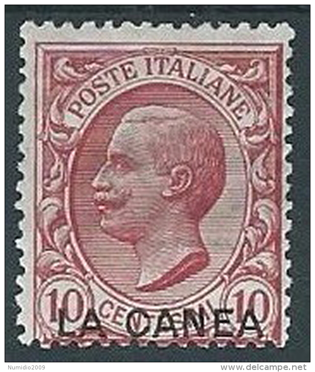 1907-12 LEVANTE LA CANEA EFFIGIE 10 CENT II TIRATURA MH * - W014-2 - La Canea