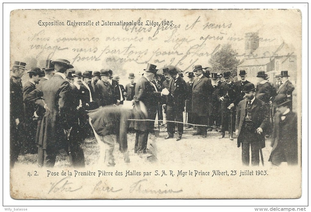 CPA - LIEGE - Exposition - Pose De La 1re Pierre Des Halles Par S.A.R. Mgr Le Prince Albert 1903   // - Liege