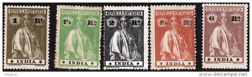 PORTUGUESE INDIA 1915 Ceres (Perf 15 X 14) (Unsurfaced) 1r, 1.5r, 2r, 4.5r, 6r Mint - Portuguese India