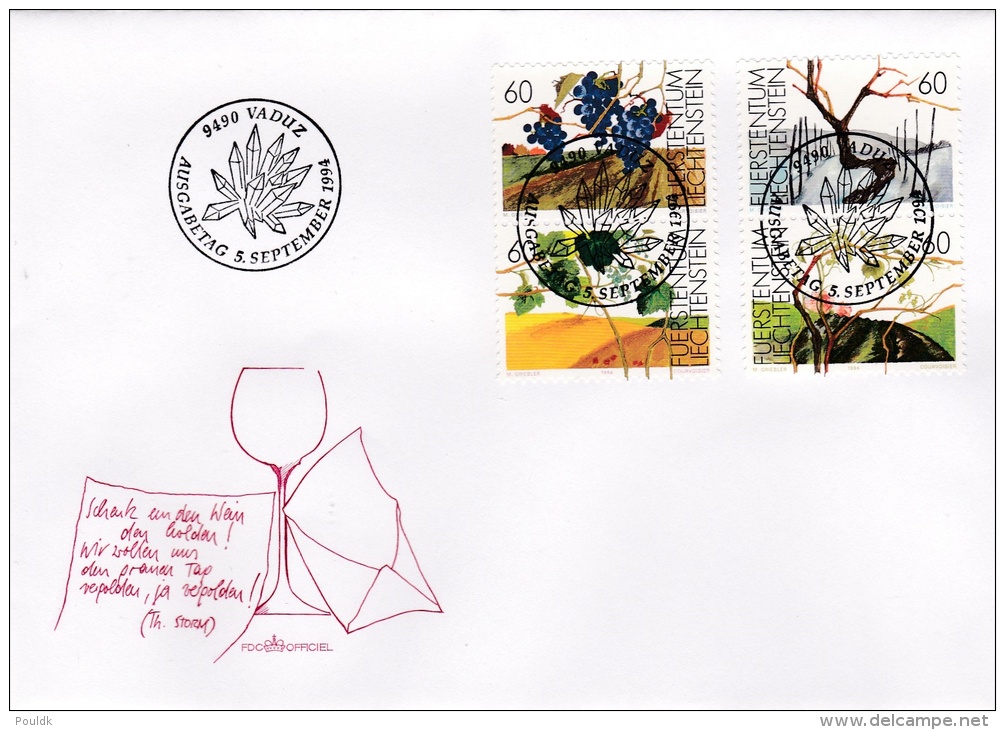 Liechtenstein FDC: 1994 Wine Grapes (G73-35) - Wein & Alkohol